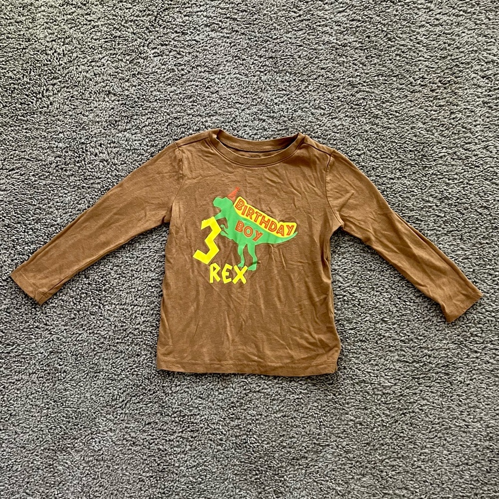 👶 3 Rex / Three Rex birthday boy long sleeve shirt - size 4T